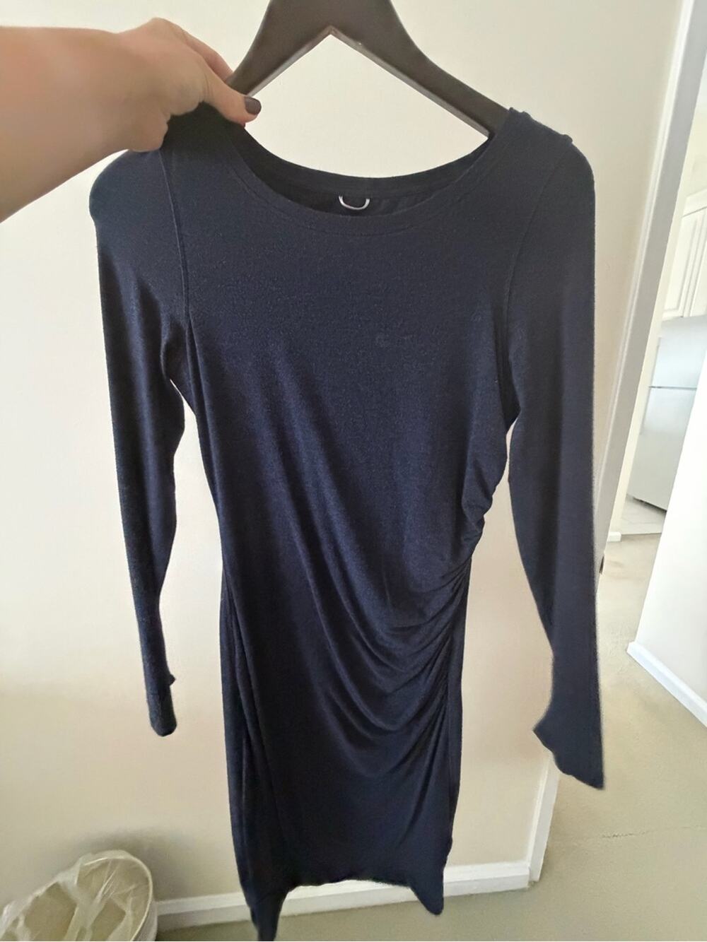 🗽🩶Long Sleeve Ruched Navy Bodycon Dress - Women
